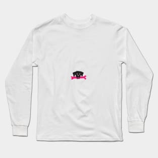 Black Labrador Face with Huge Bone (Eyes Open) Long Sleeve T-Shirt